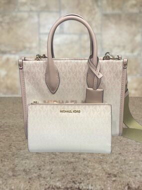 Michael Kors Mirella Small Tote & Matching Wallet Blush Pink Ombre